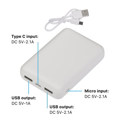 Зарядное устройство "Compact+", 10000 mAh белый