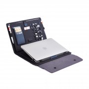 Мобильный офис с беспроводным зарядным устройством 5000 mAh серый с черным