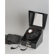 Шкатулка из дерева для часов с подзаводом черный с серым