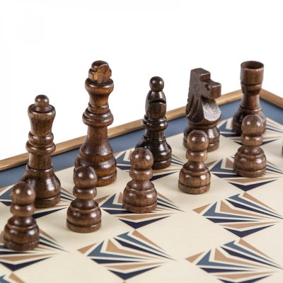 Набор игр (шахматы, нарды, лудо, змейка) коричневый арт. CBLS34BLU