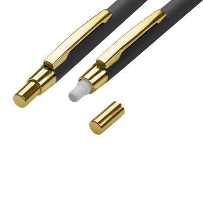 Набор "Ray" (ручка+карандаш), покрытие soft touch черный с золотом