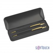 Набор "Ray" (ручка+карандаш), покрытие soft touch черный с золотом