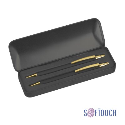 Набор "Ray" (ручка+карандаш), покрытие soft touch черный с золотом