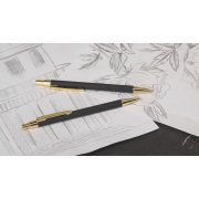 Набор "Ray" (ручка+карандаш), покрытие soft touch черный с золотом