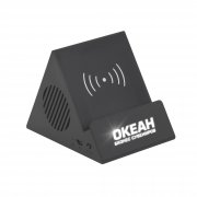 Bluetooth колонка-подставка "Rock" 3Вт с беспроводным зарядным устройством и подсветкой логотипа черный