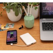 Карманный внешний аккумулятор со встроенным кабелями на 5000 мАч