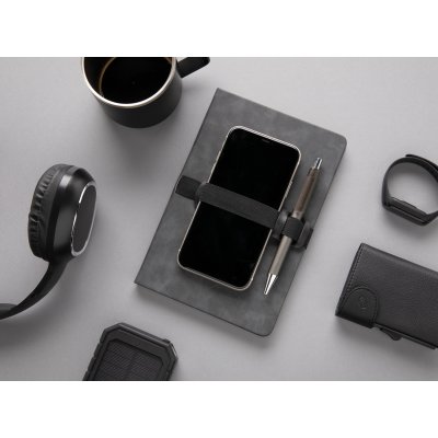 Блокнот Deluxe в твердом переплете из PU с держателем для телефона и ручки, А5 арт. P774.232