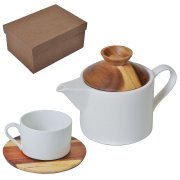 Набор "Andrew":чайная пара и чайник в подарочной упаковке коричневый, белый