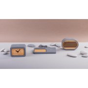 Bluetooth колонка "Stonehenge" 5Вт с беспроводным зарядным устройством, камень/бамбук серый/бежевый