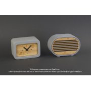 Часы "Stonehenge" с беспроводным зарядным устройством, камень/бамбук серый/бежевый