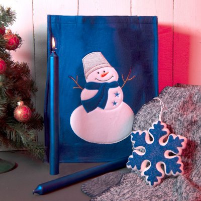 Набор подарочный NEWSPIRIT: сумка, свечи, плед, украшение, синий Синий
