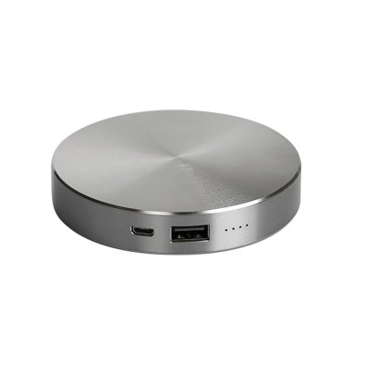 Универсальный аккумулятор "UFO" (6000mAh) в подарочной коробке,темно-серый,8,6х1,5 см,металл Серебро