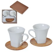 Набор  "Натали": две чайные пары в подарочной упаковке коричневый, белый
