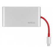 Хаб 8-в-1 Type-C «Hermes», USB 3.0 x 3, Type-C PD, HDMI, LAN, картридер