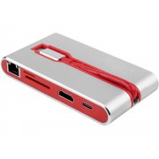 Хаб 8-в-1 Type-C «Hermes», USB 3.0 x 3, Type-C PD, HDMI, LAN, картридер