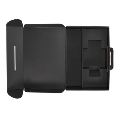 Коробка с ручкой подарочная, размер 37x25 x10 см,24x 36x 10 см, картон, самосборная, черная черный