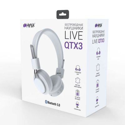 Наушники головные беспроводные Hiper LIVE QTX3, белые Белый