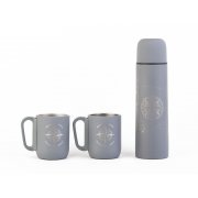 Набор "Гейзер" (термос, 2 кружки), покрытие soft touch серый