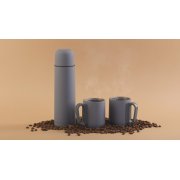 Набор "Гейзер" (термос, 2 кружки), покрытие soft touch серый