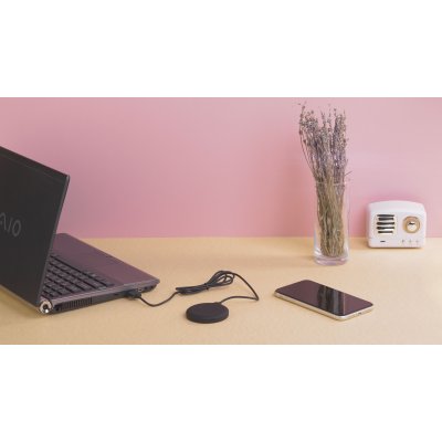Магнитное беспроводное (15W) зарядное устройство "Magic SOFTTOUCH", покрытие soft touch черный