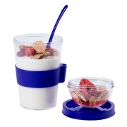 Контейнер для еды YOPLAT с ложкой, пластик Синий арт. 345572/24 Контейнер для еды YOPLAT с ложкой, пластик Синий арт. 345572/24