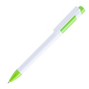 Ручка шариковая MAVA, белый/зеленое яблоко, пластик Белый
