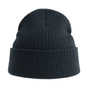 Шапка вязаная RIO с отворотом из материала rPET/рециклированного полиэстера Темно-серый