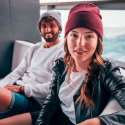 Шапка вязаная PURE с отворотом из пряжи Polylana Серый