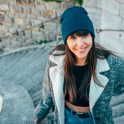 Шапка вязаная PURE с отворотом из пряжи Polylana Синий