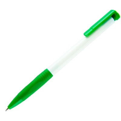 N13, ручка шариковая с грипом, пластик, белый, зеленый Белый