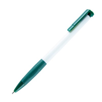 N13, ручка шариковая с грипом, пластик, белый, темно-зеленый Белый