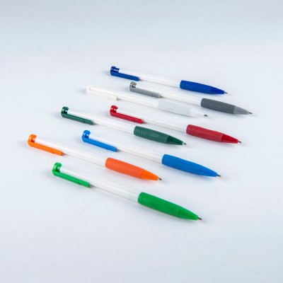 N13, ручка шариковая с грипом, пластик, белый, синий Белый