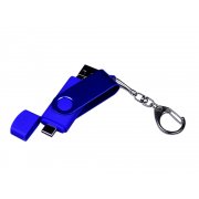 USB 2.0/micro USB/Type-С- флешка на 16 Гб 3-в-1 с поворотным механизмом