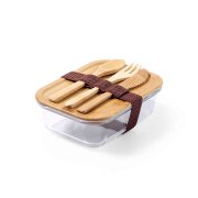 Ланч-бокс BEJAR, ложка, вилка нож в комплекте, стекло/бамбук прозрачный арт. 346799