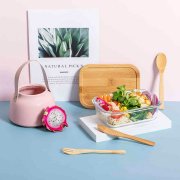 Ланч-бокс BEJAR, ложка, вилка нож в комплекте, стекло/бамбук прозрачный арт. 346799