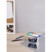 Настольные часы "Smart Clock" с беспроводным (10W) зарядным устройством, будильником и термометром белый