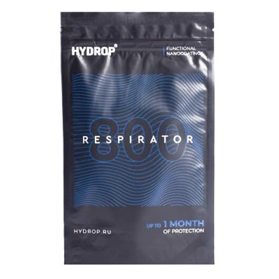 Бесклапанная фильтрующая маска RESPIRATOR 800 HYDROP черная с логотипом в фирменном пакете Черный