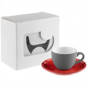 Чайная пара Cozy Morning, серая с красным арт. 79134.15