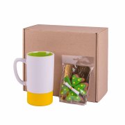 Набор SOULFUL: кружка, печенье в форме клевера с предсказанием желтый, зеленый арт. 39459/2