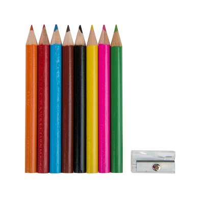 Набор цветных карандашей (8шт) с точилкой MIGAL в чехле, белый, 4,5х10х4 см, дерево, полиэстер Белый