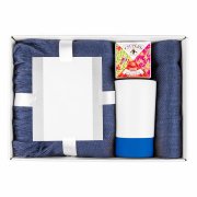 Подарочный набор WARM JOURNEY: коробка, плед, кружка, чай по-алтайски белый, синий арт. 39465/Ал