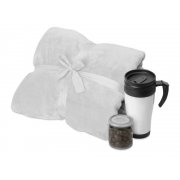 Подарочный набор «Tasty hygge» с пледом, термокружкой и миндалем в шоколадной глазури