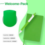 Набор подарочный WELCOME-PACK: бизнес-блокнот, ручка, коробка, зеленое яблоко зеленое яблоко