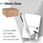 Набор подарочный SILENT-ZONE: бизнес-блокнот, ручка, наушники, коробка, стружка, бело-черный Белый