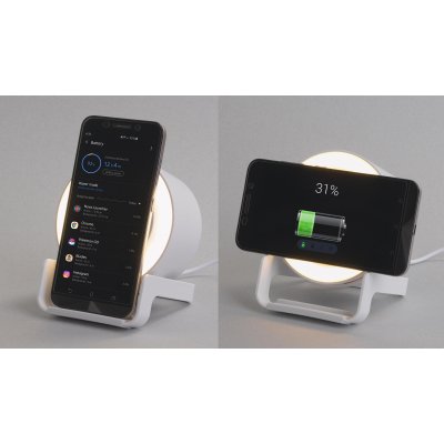 Bluetooth колонка-подставка "Smart Sound" с беспроводным (10W) зарядным устройством и подсветкой белый