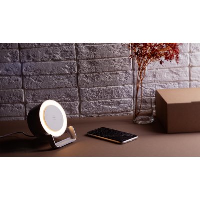 Bluetooth колонка-подставка "Smart Sound" с беспроводным (10W) зарядным устройством и подсветкой белый
