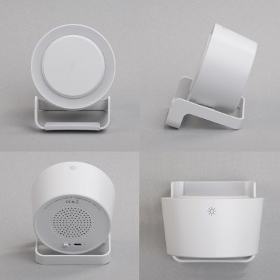 Bluetooth колонка-подставка "Smart Sound" с беспроводным (10W) зарядным устройством и подсветкой белый