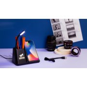 Карандашница "Black Star" с беспроводным (10W) зарядным устройством, вентилятором и лампой, с подсветкой логотипа черный