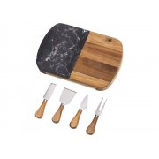 Набор для сыра в подарочной коробке из акации и мрамора «Date»