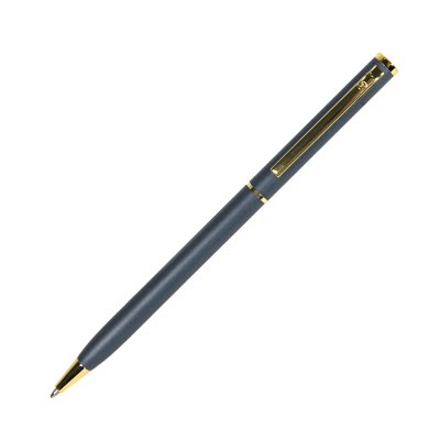SLIM, ручка шариковая, синий/золотистый, металл Синий